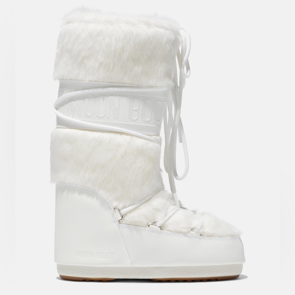 Moon Boot Icon Faux Fur Boot in Optical White | LIKE NEW - Picture 1 of 12